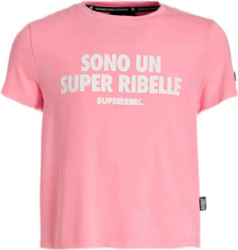 SuperRebel T-shirt van gerecycled polyester roze