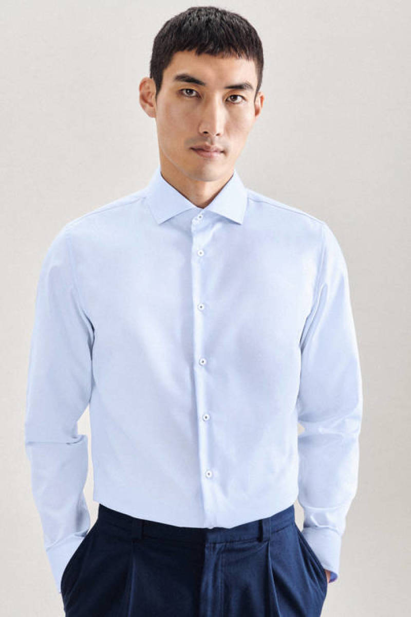 Seidensticker slim fit overhemd blauw