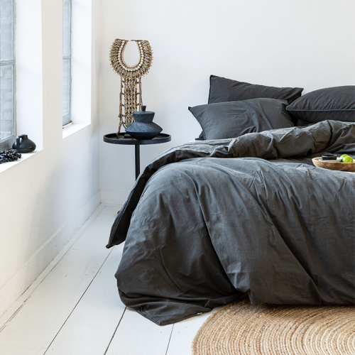 Manilla Stone Washed - Antraciet 1-persoons (140 x 200/220 cm + 1 kussensloop)