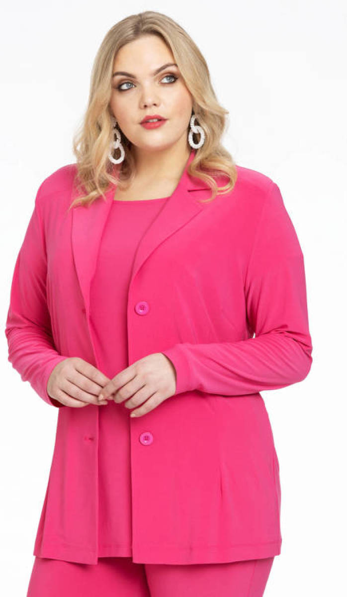 Yoek blazer DOLCE van travelstof fuchsia