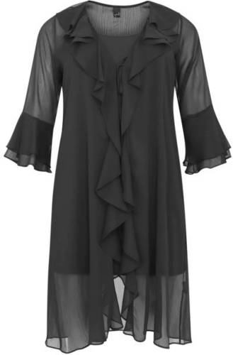 Yoek semi-transparant geweven vest VOILE van gerecycled polyester zwart