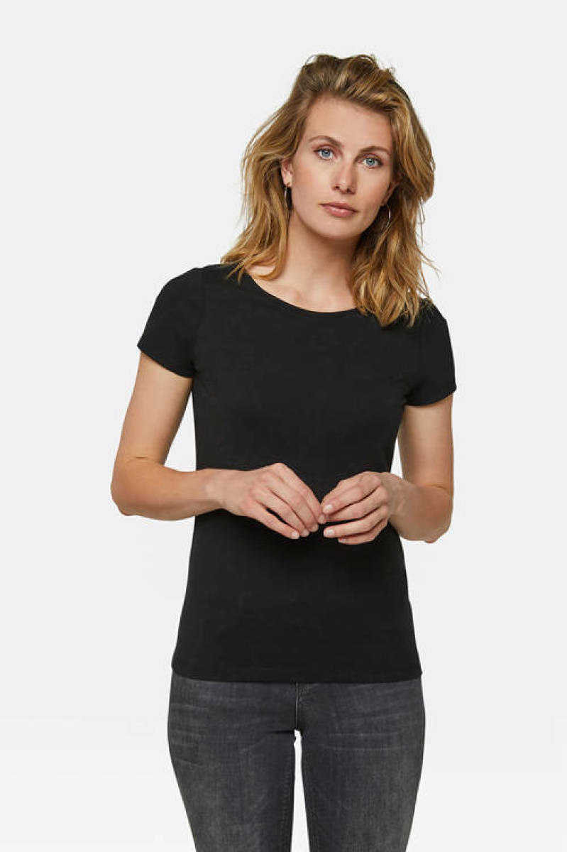 WE Fashion T-shirt met biologisch katoen zwart