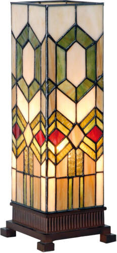 Clayre & Eef Taffellamp Tiffany - 12.5*35 Cm E14/max 1*40w - Meerkleurig - Glas In Lood - Art Deco - Lumilamp - 5ll-3085