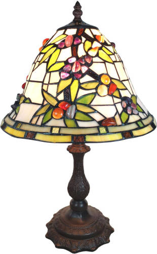 Clayre & Eef Lumilamp Tiffany Tafellamp 5ll-6019 31*31*47 Cm - Multi Glas In Lood