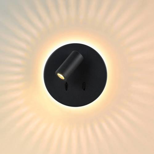 Lucide Bentjer Wandlamp Led 6w+3w 3000k Zwart