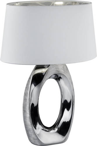 BES LED Led Tafellamp - Tafelverlichting - Trion Tibos - E27 Fitting - Rond - Mat Zilver - Keramiek