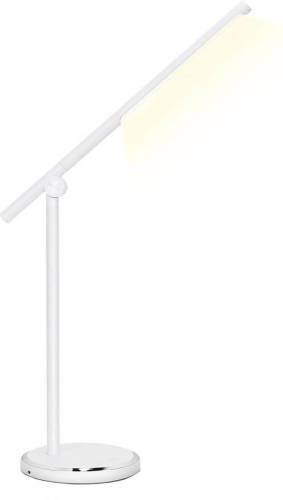 BES LED Led Tafellamp - Aigi Libo - 8w - Usb Oplaadfunctie - Aanpasbare Kleur - Dimbaar - Rechthoek - Mat Wit - Aluminium