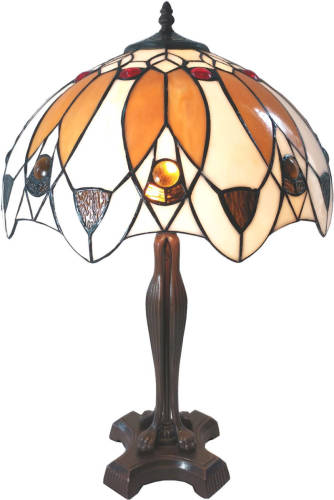 Clayre & Eef Lumilamp Tiffany Tafellamp 5ll-6069 Ø 41*57 Cm - Multi Glas In Lood