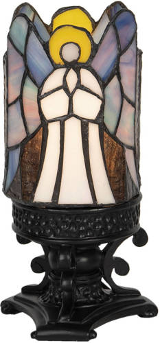 Clayre & Eef Lumilamp Tiffany Tafellamp 5ll-6052 Ø 13*25 Cm - Multi Glas In Lood