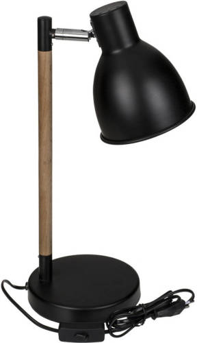 Merkloos Tafellamp/bureaulamp Zwart Metaal - Schemerlamp 45 Cm - E27 - Schemerlampen/bureaulampen