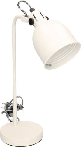 Merkloos Tafellamp/bureaulamp Wit Metaal - Schemerlamp 42 Cm - E14 - Schemerlampen/bureaulampen