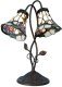 Clayre & Eef Tafellamp Tiffany Compleet 34x28x47 Cm 2x E14 Max 40w - Bruin, Groen, Multi Colour - Ijzer, Glas