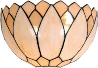 Clayre & Eef Tiffany Wandlamp Uit De Lily Serie - Roze, Zwart - Ijzer, Glas