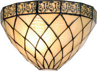 Clayre & Eef Tiffany Wandlamp Uit De Filigrain Serie - Zwart, Ivory - Ijzer, Glas