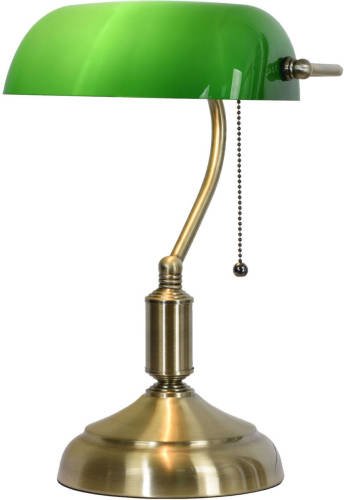 Clayre & Eef Lumilamp Bureaulamp Bankierslamp 5ll-5104 27*17*41 Cm E27/60w - Groen