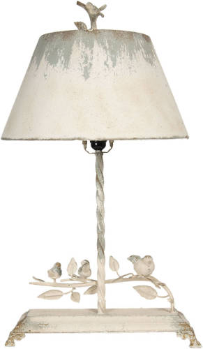 Clayre & Eef Tafellamp 5lmp311 44*43*75 Cm - Wit Ijzer Bureaulamp