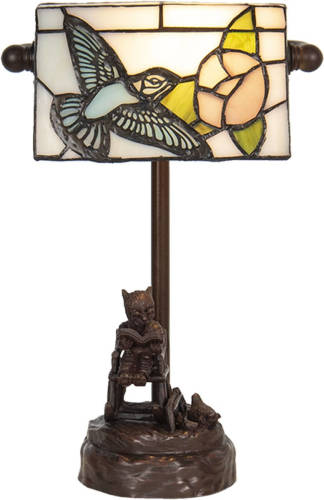 Clayre & Eef Lumilamp Bureaulamp Bankierslamp Tiffany 5ll-6050 15*33 Cm