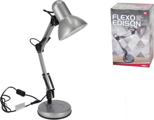Gerimport - Edison Bureaulamp - E27 Max 40w - Buro - Kantoor - Verlichting - Zilver