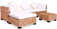 VidaXL Loungeset natuurlijk rattan 14-delig
