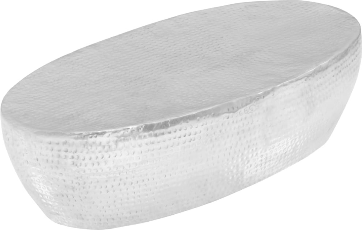 VidaXL salontafel 100x50x28 cm gehamerd aluminium zilver