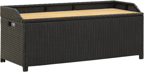 VidaXL Tuinopbergbank 120 cm poly rattan zwart