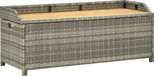 VidaXL Tuinopbergbank 120 cm poly rattan grijs