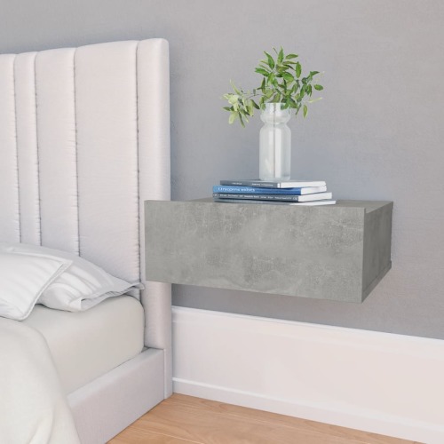 VidaXL Nachtkastje zwevend 40x30x15 cm spaanplaat betongrijs