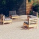 VidaXL 3096027 4 Piece Garden Lounge Set with Grey Cushions Pinewood (2x806651)