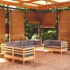 VidaXL 3096267 8 Piece Garden Lounge Set with Grey Cushions Solid Pinewood (806645x3+806651)