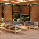 VidaXL 3096273 9 Piece Garden Lounge Set with Grey Cushions Solid Pinewood (806639+806645x3+806651)