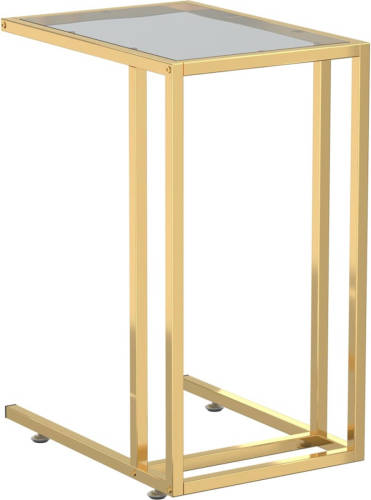 VidaXL Computer bijzettafel 50x35x65 cm gehard glas zwart