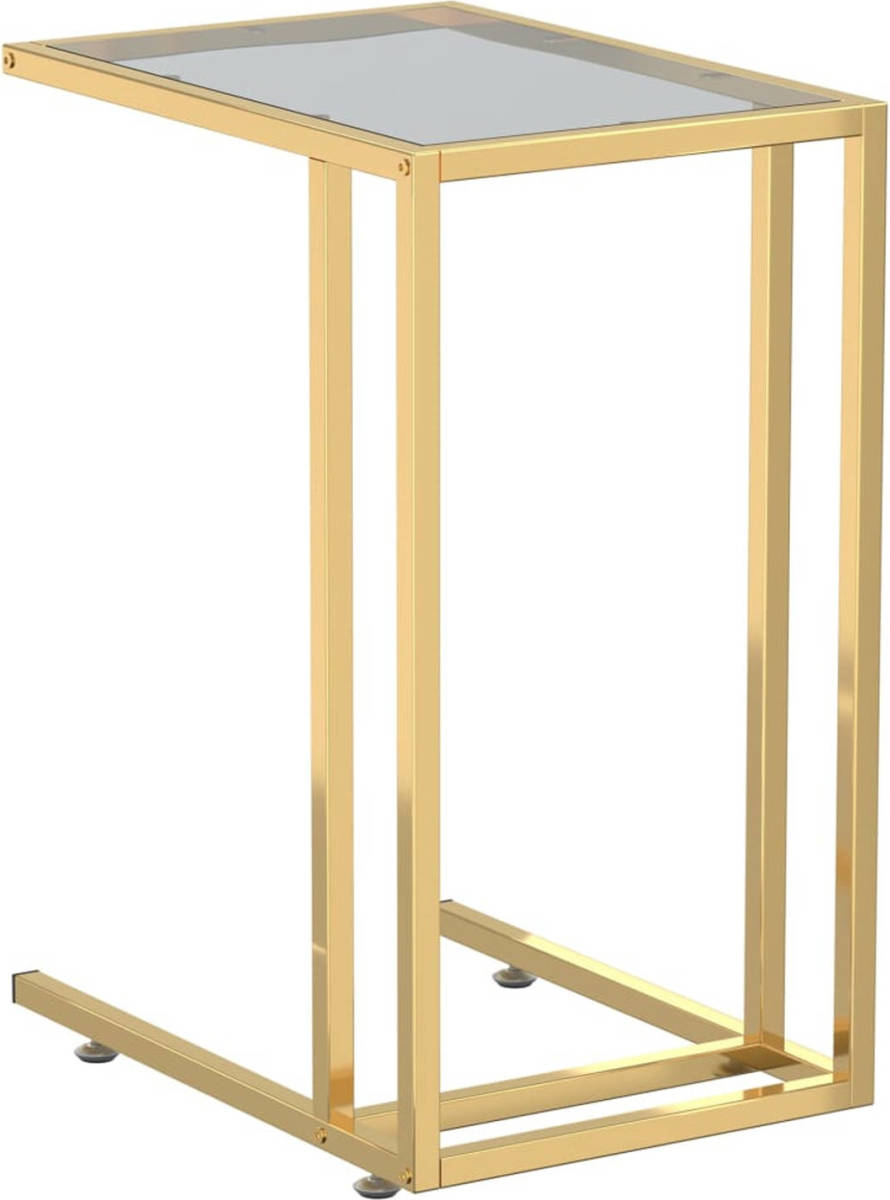 VidaXL Computer bijzettafel 50x35x65 cm gehard glas zwart