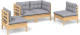 VidaXL 3096171 4 Piece Garden Lounge Set with Grey Cushions Solid Pinewood (806645+806651)