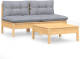 VidaXL 3095997 3 Piece Garden Lounge Set with Grey Cushions Pinewood (806639+806651)