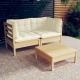 VidaXL 3096016 3 Piece Garden Lounge Set with Cream Cushions Pinewood (806640+806646)