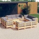 VidaXL 3096069 13 Piece Garden Lounge Set with Grey Cushions Pinewood (806639+4x806645+2x806651)