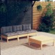 VidaXL 3096081 4 Piece Garden Lounge Set with Grey Cushions Pinewood (806633+806639+806651)