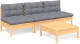 VidaXL 3096081 4 Piece Garden Lounge Set with Grey Cushions Pinewood (806633+806639+806651)