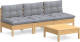 VidaXL 3096081 4 Piece Garden Lounge Set with Grey Cushions Pinewood (806633+806639+806651)