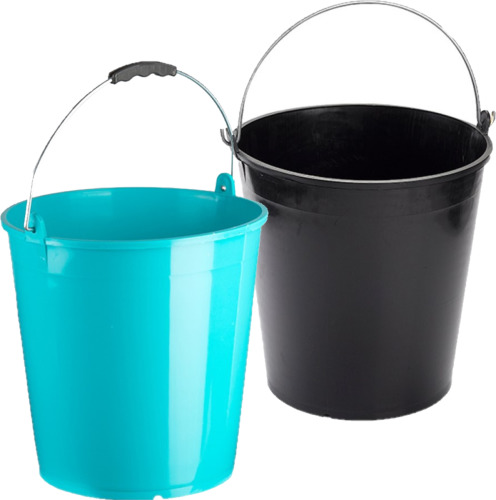 Forte Plastics Blauwe en zwarte schoonmaakemmers/huishoudemmers set 15 liter en 32 x 31 cm