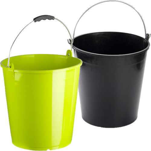 Forte Plastics Groene en zwarte schoonmaakemmers/huishoudemmers set 15 liter en 32 x 31 cm
