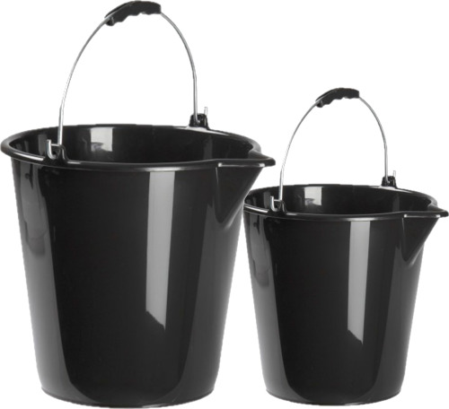 Forte Plastics Kunststof emmers set van 9 en 12 liter inhoud met schenktuit zwart