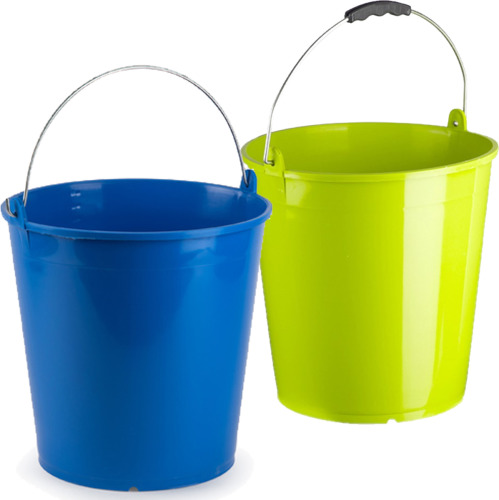 Forte Plastics Groene en blauwe schoonmaakemmers/huishoudemmers set 15 liter en 32 x 31 cm