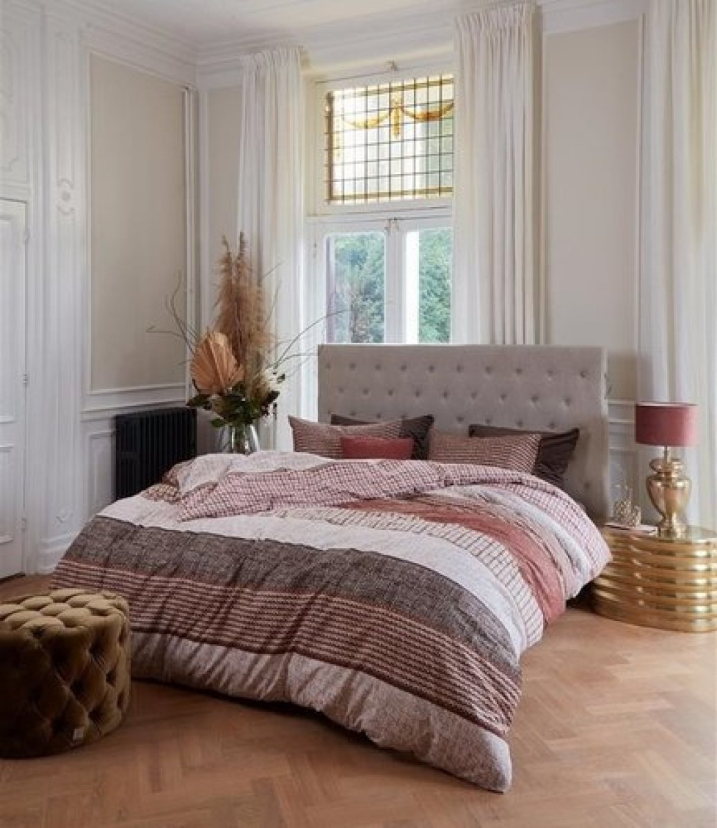 De Vries Slaapcomfort Rivièra Maison Rivièra Maison Tailor Dekbedovertrek - 2-persoons (200x200/220 Cm + 2 Slopen) - Katoen - Terra