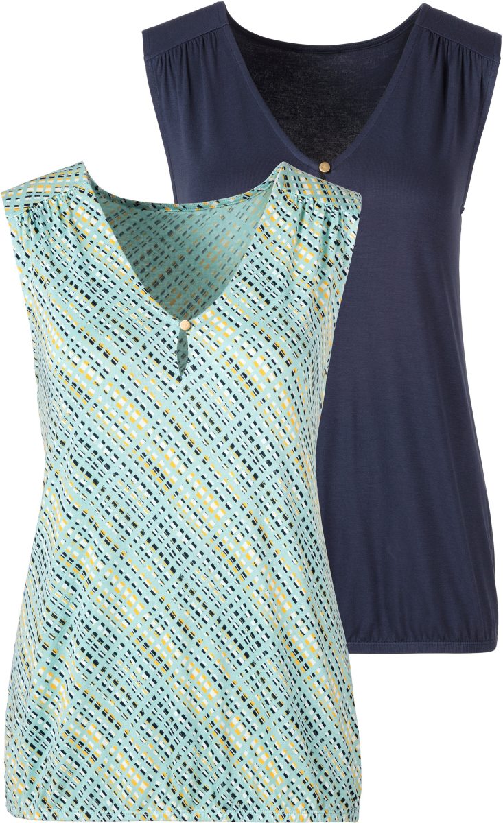 Vivance Tanktop met fijne schouderrimpeling (Set van 2)