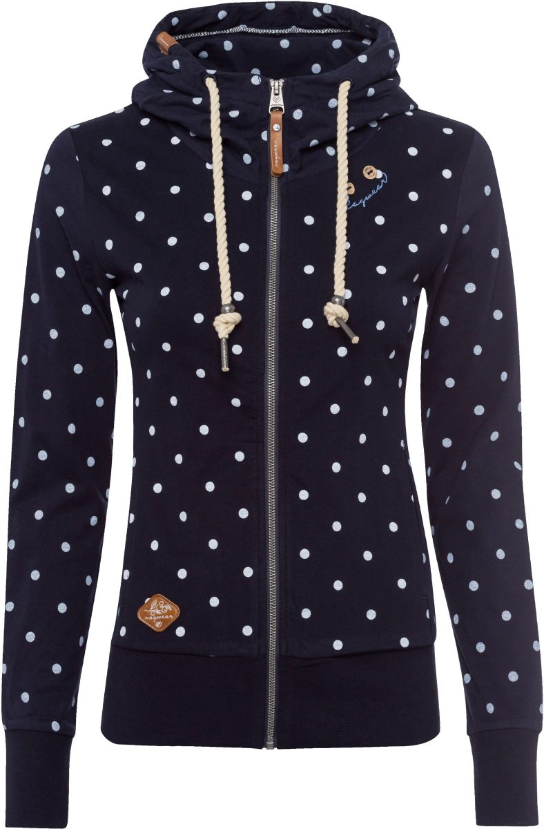 Ragwear Functioneel capuchonsweatvest PAYA DOTS O met all-over-stippenprint design