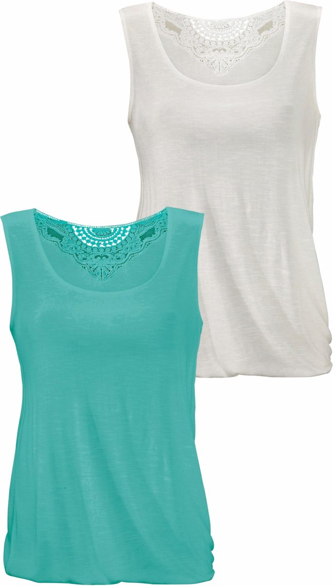 Beachtime Tanktop met kanten detail op de rug (Set van 2)