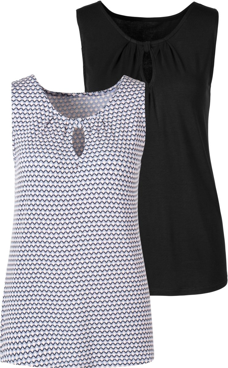 Vivance Tanktop met een cut-out en fijne plooi voor (Set van 2)