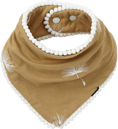 Petit Filippe Pom Pom Bandana Bib Dandelion beige/wit