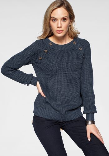 H.I.S Trui met ronde hals met knoopdetail